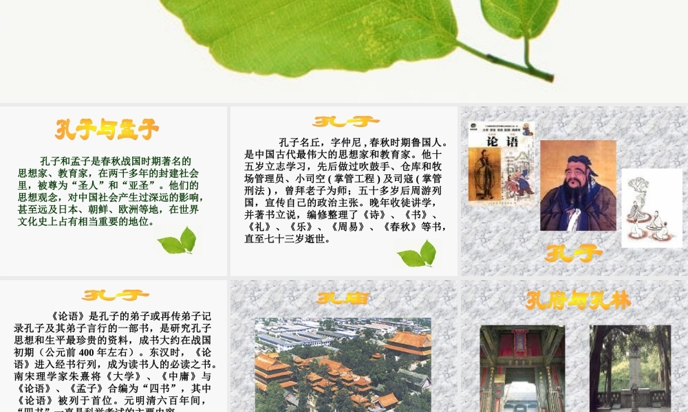 八年级语文下综合性学习 我所了解的孔子和孟子课件一 鲁教版 课件