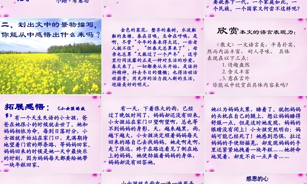 中学七年级语文上册 第1课 散步课件5 (新版)新人教版 课件