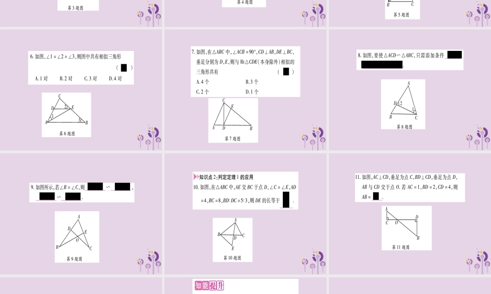 九年级数学上册 第23章 图形的相似 233 相似三角形 2332 相似三角形的判定 第1课时 作业课件 (新版)华东师大版 课件