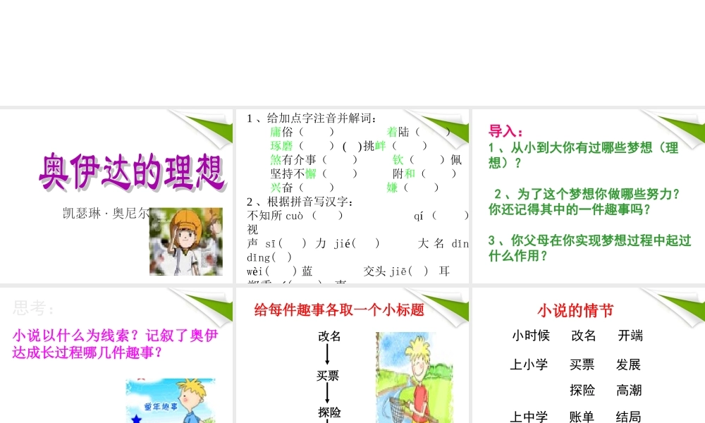 九年级语文下册 第16课(奥伊达的理想)课件 语文版 课件