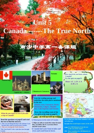 【新课标】人教版高中英语必修3Unit5_Canada-the_true_north-Reading