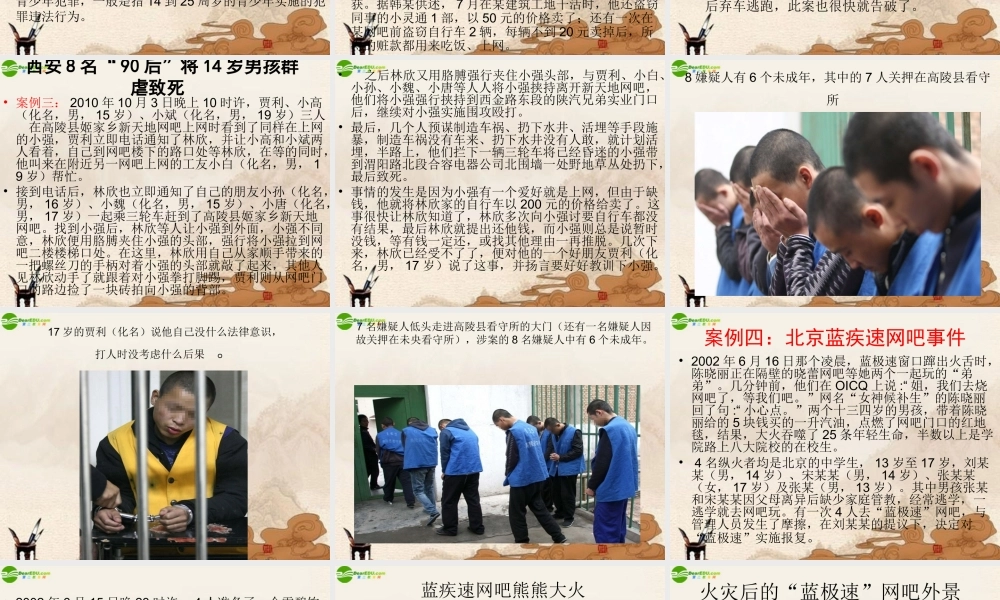 初中政治 网瘾引起青少年犯罪案例分析课件