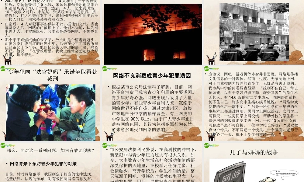 初中政治 网瘾引起青少年犯罪案例分析课件