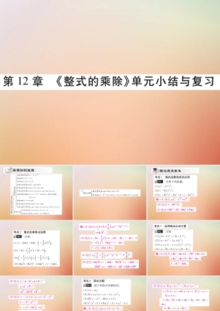 八年级数学上册 第12章 整式的乘除单元小结与复习课件 (新版)华东师大版 课件