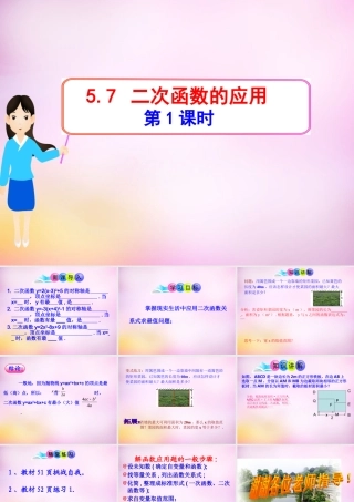 九年级数学下册 57 二次函数的应用课件1 (新版)青岛版 课件