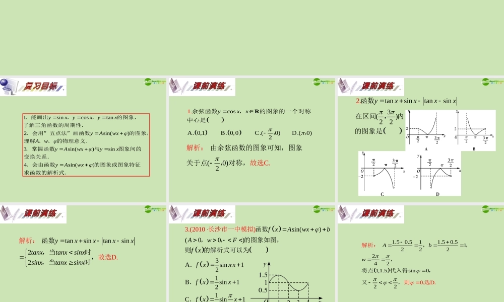 安徽省高三数学复习 第4单元第24讲 三角函数的图象课件 理 课件