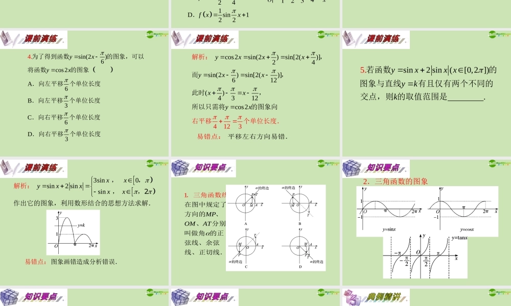 安徽省高三数学复习 第4单元第24讲 三角函数的图象课件 理 课件