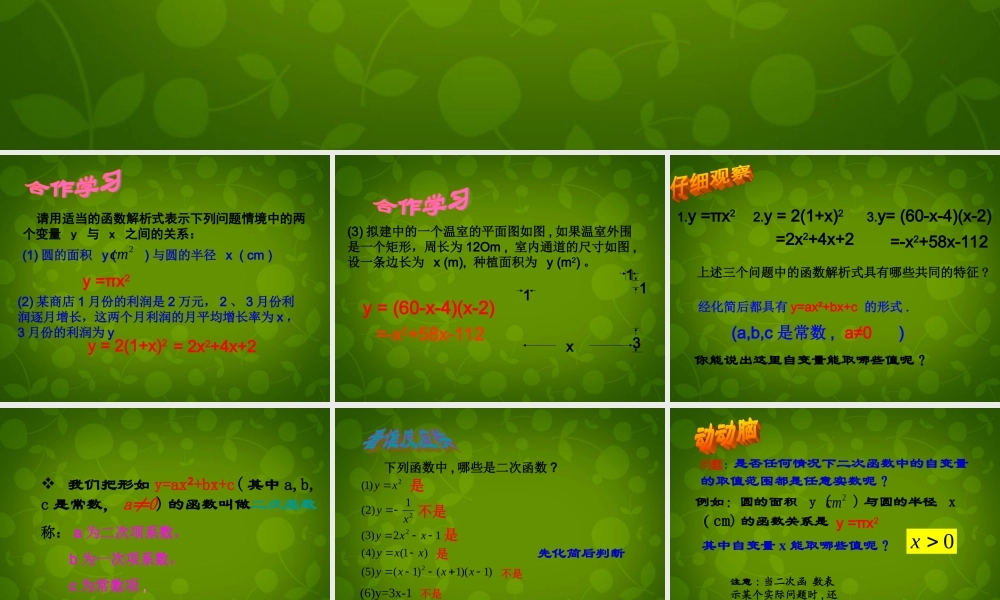 九年级数学上册 21 二次函数课件 浙教版 课件
