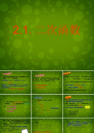 九年级数学上册 21 二次函数课件 浙教版 课件