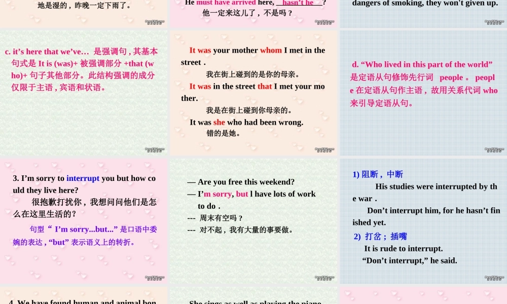 广东省高二英语选修8 Unit5 Meeting with your ancestors. Language points 新课标 人教版 课件