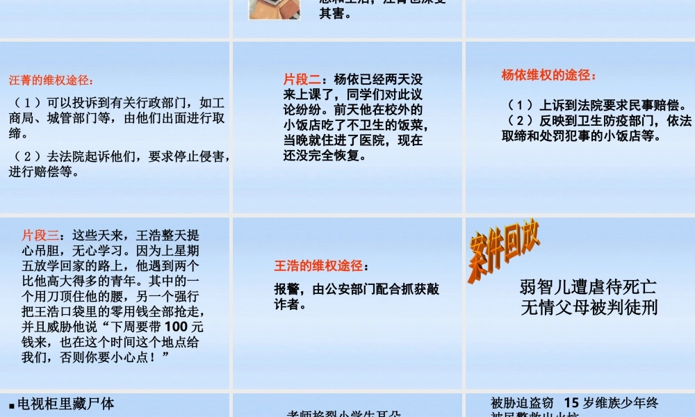 八年级政治 第五单元第一节生活中的法律保护课件