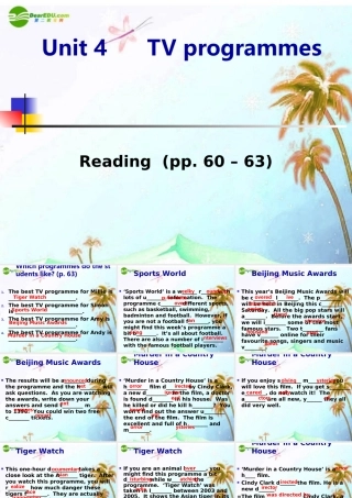 九年级英语上册 Unit4 Reading(3)课件 牛津版 课件