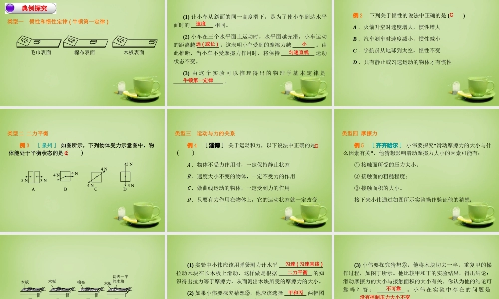 山东省泰安市岱岳区泰山菁华双语学校八年级物理下册 8 运动和力复习课件 (新版)新人教版 课件