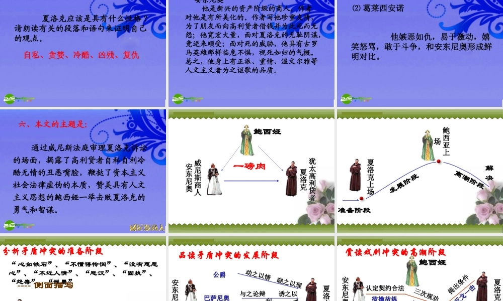 九年级语文下册 (威尼斯商人)优秀教学课件 人教新课标版 课件