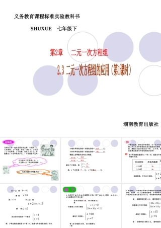 七年级数学下册 2.3二元一次方程组的应用(1)课件1 湘教版 课件