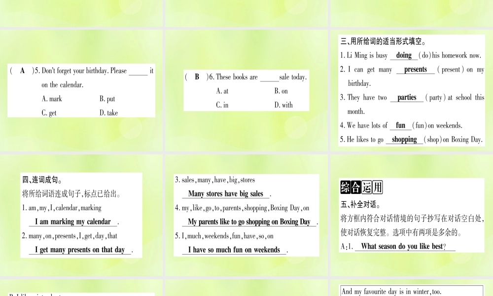 七年级英语上册 Unit 7 Days and Months Lesson 38 Nick s Busy Month课件 (新版)冀教版 课件