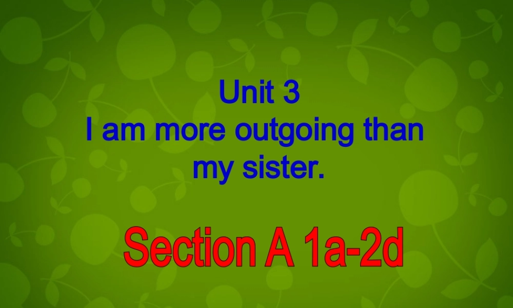 八年级英语上册 Unit 3 I am more outgoing than my sister Section A 1课件 (新版)人教新目标版 课件