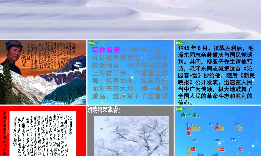 九年级语文上册 第一单元(沁园春雪)课件 人教新课标版 课件