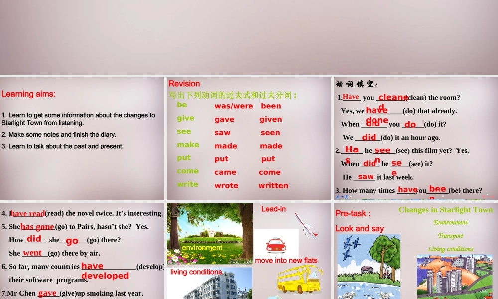 八年级英语下册(Unit 1 Past and Present Integrated skills)课件 (新版)牛津版 课件