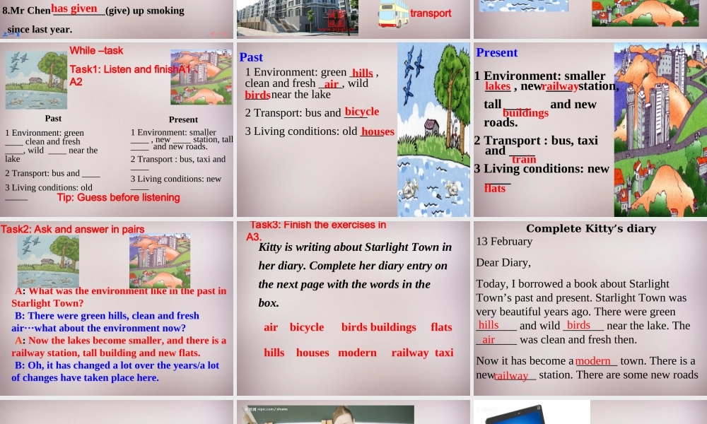 八年级英语下册(Unit 1 Past and Present Integrated skills)课件 (新版)牛津版 课件