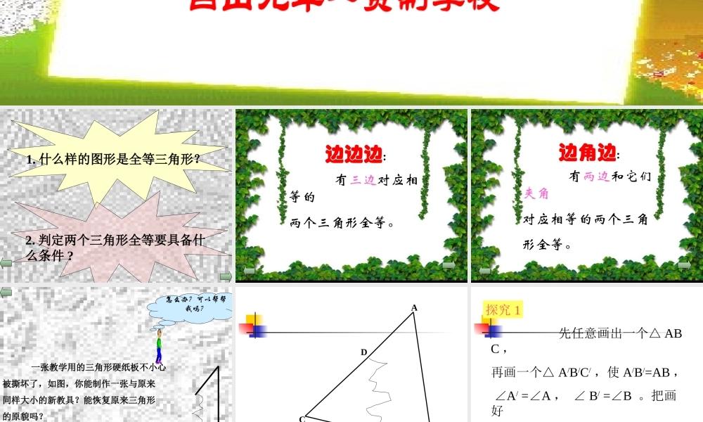 八年级数学上册 第十三章 三角形全等的条件(1) ppt 课件