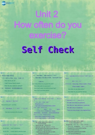 八年级英语上册 Unit 2 How often do you exercise？Self Check课件 (新版)人教新目标版 课件