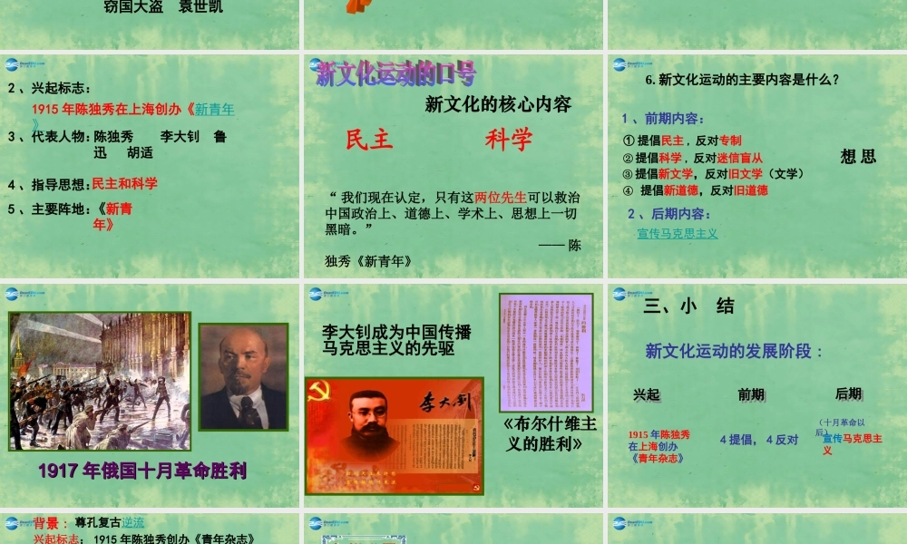 中学七年级历史上册 第10课 新文化运动课件 鲁教版五四制 课件