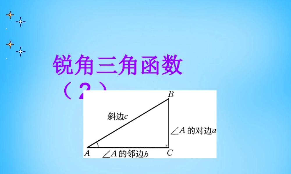 九年级数学下册 281 锐角三角函数课件 新人教版 课件