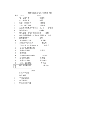 图书室阅览室有关环保知识书目