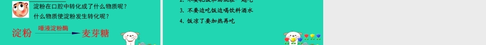 七年级生物下册 4.2.2(消化和吸收)馒头在口腔中的变化课件 (新版)新人教版 课件
