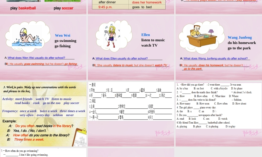 七年级英语下册 Unit 5 Our school life Topic 1 I usually come to school by subway Section C同步课件 (新版)仁爱版 课件