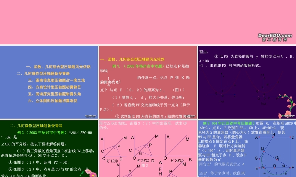 中考数学专题十中考压轴题 的风韵 试题