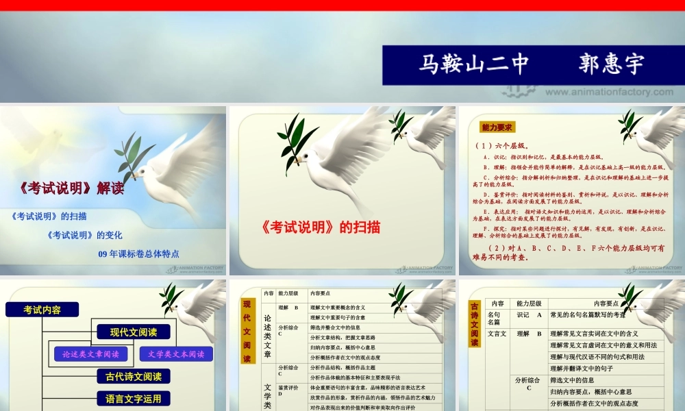 安徽省高考研讨会资料：解读考试说明--语文课件
