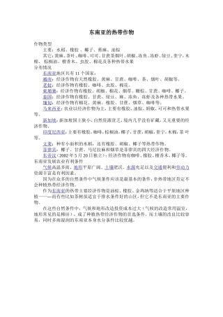 东南亚的热带作物