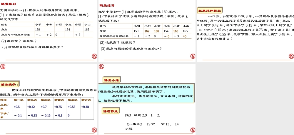 七年级数学水位的变化课件 湘教版 课件