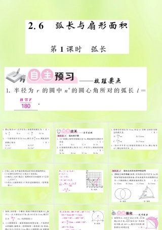 九年级数学下册 第2章 圆 26 弧长与扇形面积 第1课时 弧长习题课件 (新版)湘教版 课件