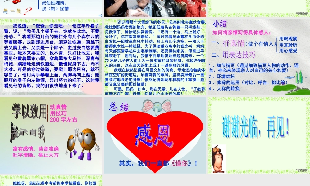 八年级语文如何将亲情写得感人可见 课件