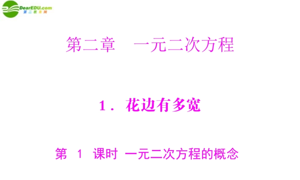 九年级数学上册 第二章 1花边有多宽 第1课时 一元二次方程的概念 配套课件 北师大版 课件