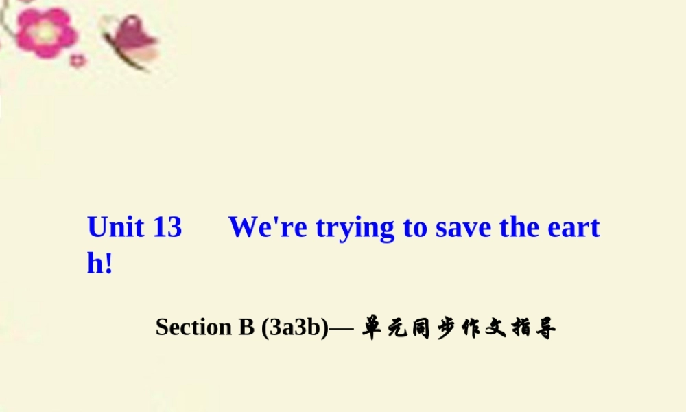 九年级英语全册 Unit 13 We're trying to save the earth Section B(3a 3b)单元同步作文指导课件 (新版)人教新目标版 课件