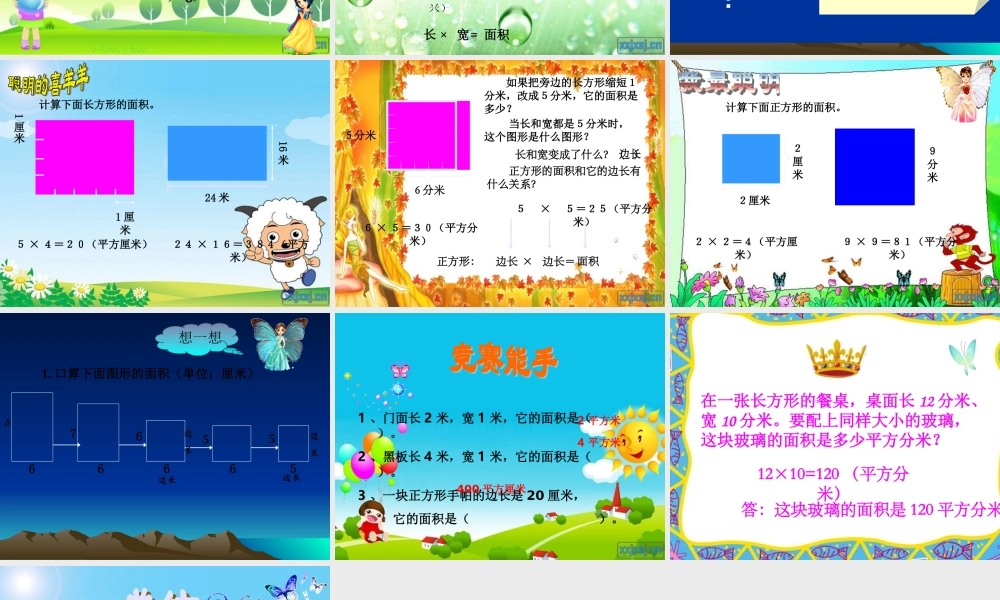 三年级下册《长方形和正方形面积的计算》01