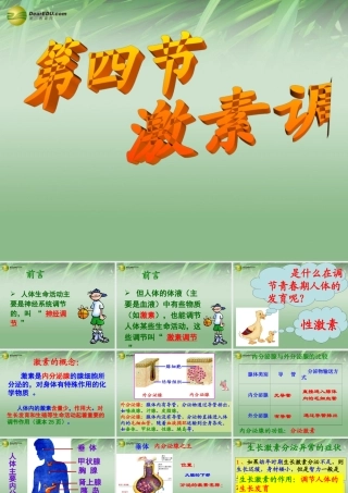 八年级生物下册 第六章 第4节 激素调节配套课件 鲁科版 课件