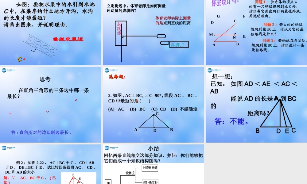 中学七年级数学下册(垂线)课件