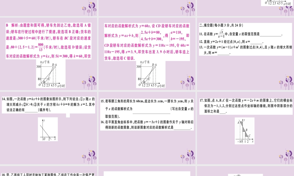 八年级数学下册 第十九章(一次函数)检测卷习题课件 (新版)新人教版 课件