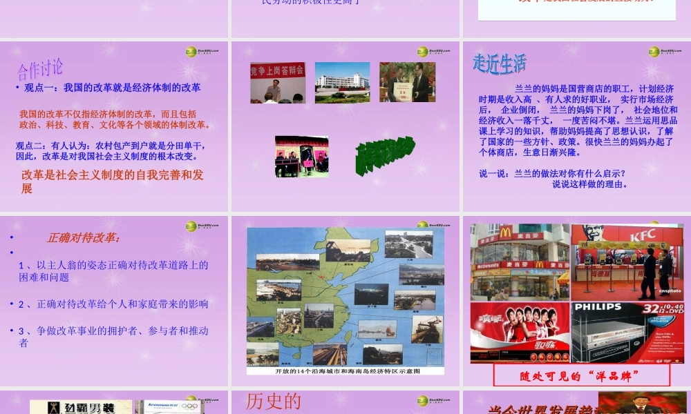 九年级政治全册 第三单元第六课(走强国富民之路)第二项目讲述春天的故事课件 鲁教版 课件