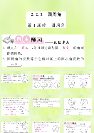九年级数学下册 第2章 圆 22 圆心角、圆周角 222 圆周角 第1课时 圆周角习题课件 (新版)湘教版 课件