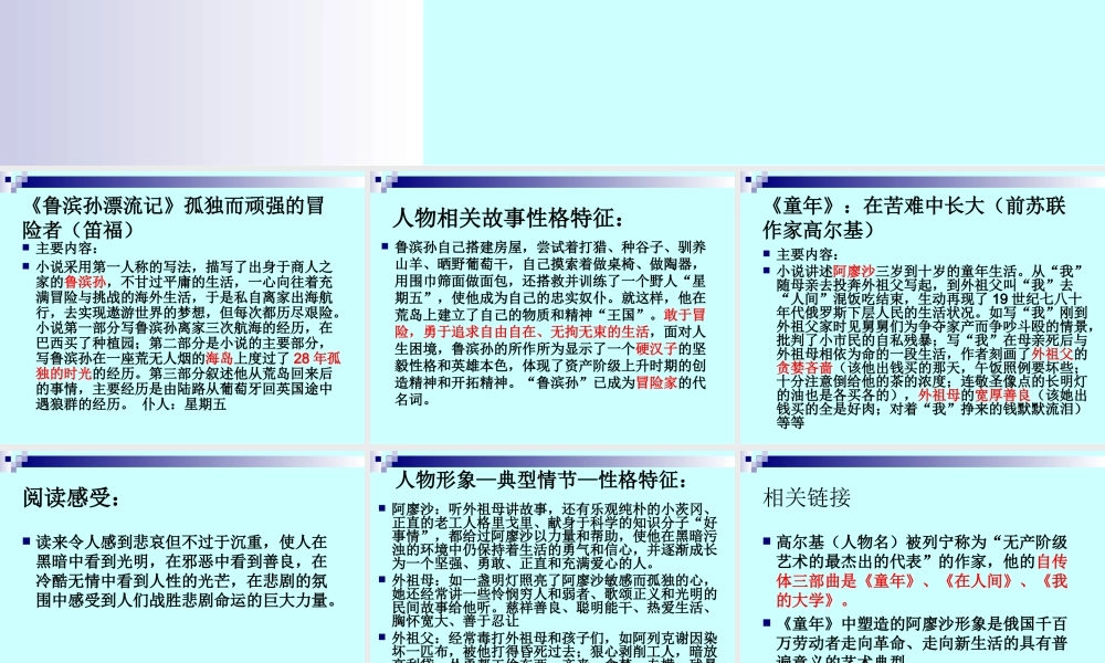 九年级语文中考备考中外名著阅读课件人教版 课件