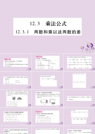 八年级数学上册 第12章 整式的乘除 12.3 乘法公式 12.3.1 两数和乘以这两数的差作业课件 (新版)华东师大版 课件