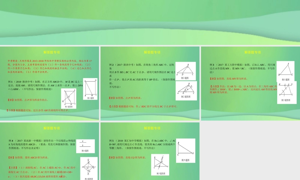 中考数学复习 专项二 解答题专项 三、尺规作图课件