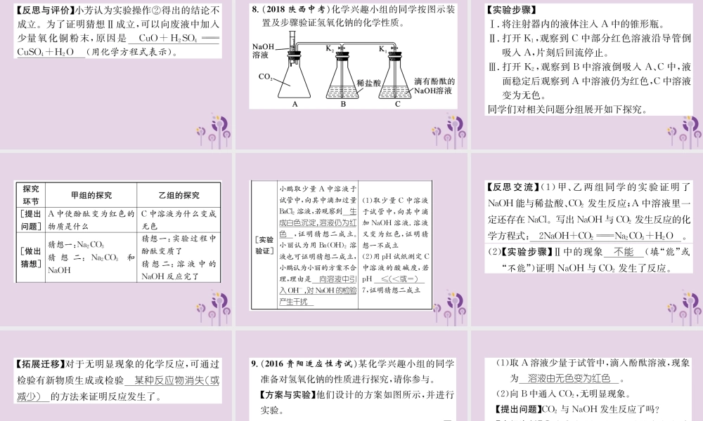 中考化学总复习 第1编 主题复习 模块1 身边的化学物质 课时7 酸和碱(精练)课件