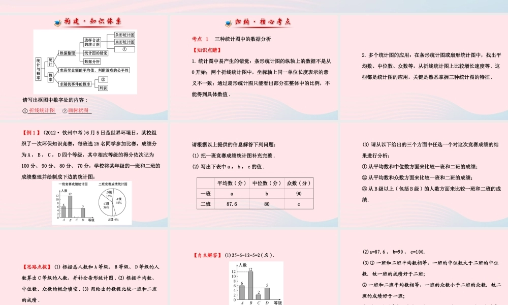 九年级数学下册 第四章统计与概率阶段专题复习习题课件 北师大版 课件